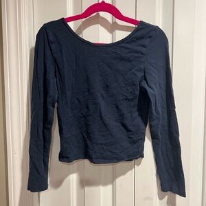 Navy Cropped Long-sleeve top